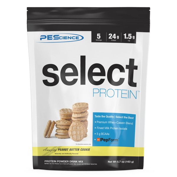 PEScience Select Low Carb Protein Powder, Peanut Butter Cookie, 5 Serving, Keto Friendly and Gluten Free