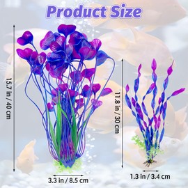 Hamiledyi Aquarium Plastic Plants Tall Fish Tank Decorations, Fish Tank Plants Artificial Green Water Plants Grass Cluster Aquarium Décor Soft Plastic Fake Aquarium Artificial Plants 2PCS