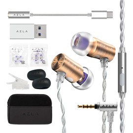 AZLA AZEL Edition G Gen 2 Wired in-Ear Earbud Headphones with MIC, Gaming Earbuds with Mic, Gaming Earbuds Wired, 3.5mm Jack, Strong Cable, USB-C to 3.5mm Jack Adapter, USB-A to USB-C Converter (Gold)