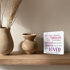 Always Remember You Are Positive Wooden Sign, Inspirational Office Desk Decor for Women, 6x6x0.6 Inches