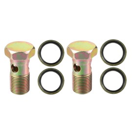 QUARKZMAN Universal M18 x 1.5 44 mm Length Motorcycle 3-Hole Hollow Screws with Washers Set Brake Hollow Screws Metric Thread Bronze Tone - Pack of 6