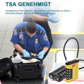 ZHEGE TSA Suitcase Lock, TSA Lock 4 Digit, Tent Lock, Luggage Lock, Cable Lock, Travel Lock for Suitcase, Backpacks, Tent, Locker (2 Pieces, Yellow)