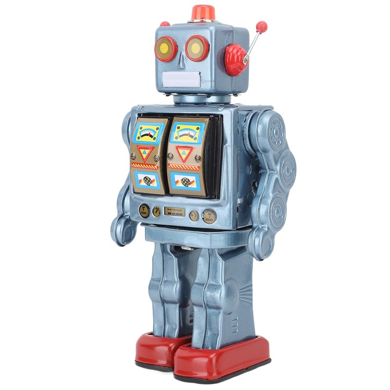 Metal Tin Robot Toy Retro Electric Rotating Figures Model Adult