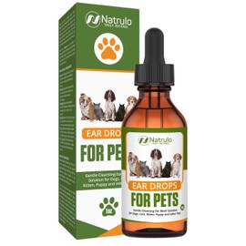 Natural Ear Cleaner for Dogs, Cats, Kitten, Puppy – Gentle Cleansing Ear Wash Solution Mite Infection & Yeast Treatment for Pets – Drying, Healing Medicinal Ear Cleaning Drops Made in USA