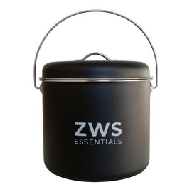 ZWS Essentials Black Stainless Steel Compost Bin | 6.5L Odor-Free Kitchen Countertop Food Scrap Pail with Charcoal Filter | Compact Zero Waste Solution for Home and Apartment Kitchens