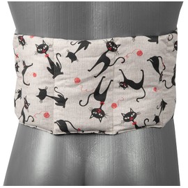 Organic Spelt Cushion 7-Chamber with Band, 65 x 15 cm - Heat Belt, Long Cushion for Binding, Back - Cushion with Ties, Organic Spelt, Cat Mimi