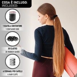 M.Y.L. Hair Scrunchies - Hair Scrunchies - Metal Free Elastic Hair Bobbles - Black - Pack of 30