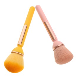DECHOUS 2pcs Powder and Blush Brushes for Cheeks Highlighter Loose Powder Long Handle for Comfortable Use Gentle Application for Travel