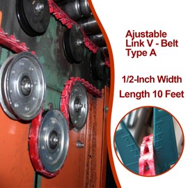 Link V Belt,10FT Power Twist V-Belt 1/2-Inch x 10 Feet A Type, Adjustable Link V Belts for Lathes, Drill Press, Table Saws and Other Woodworking Tools