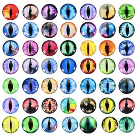 PATIKIL 22mm Dragon Eyes, 100 Pcs Round Glass Eyes Animals Crochet Eyes for Clay Doll Making Craft DIY Findings Jewelry Making, Multicolor