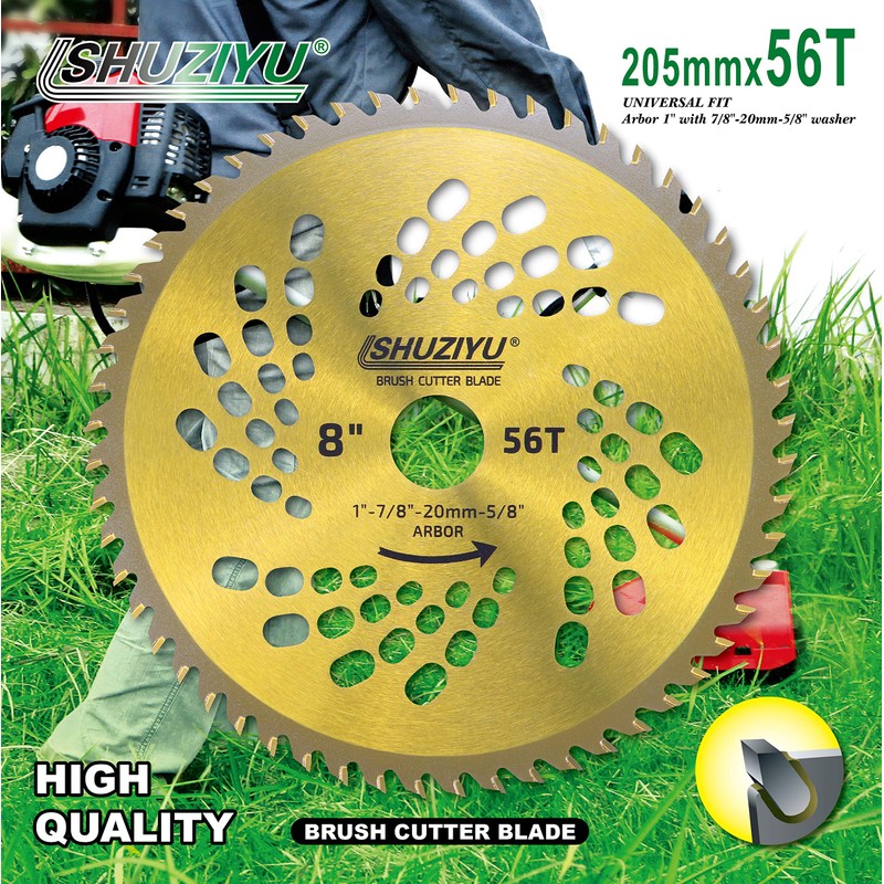 LSHUZIYU, 8"-56T. 1" Arbor with Washer Adapter 7/8"-20mm-5/8, Brush Cutter