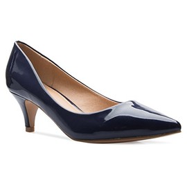 Olivia K Women's Classic D'Orsay Closed Toe Kitten Heel Pump | Dress, Work, Party Low Heeled Pumps | high Casual Comfortable Sale Navy Patent