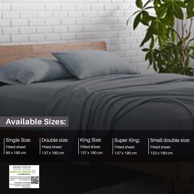 Deep Fitted Bed Sheets Easy-Care Non-Iron Percale 10'' / 25CM