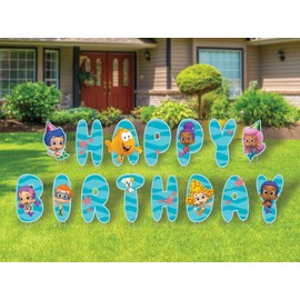 Bubble Guppies Happy Birthday Yard Signs with Metal Stakes, 16'' Letters