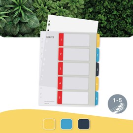 Leitz Cosy Series 12400000 PC Writable Index A4 Format 1-5 Robust Multicoloured