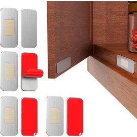 PHIXBEAR No Drill Magnetic Cabinet Door Catch with Adhesive, 4 Pack Stainless Steel Child Safety Cabinet Latch for Kitchen & RV