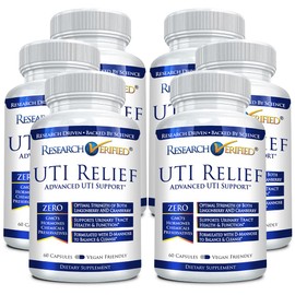 Research Verified UTI Relief - Urinary Tract Support Supplement - 100% Natural, Vegan with Lingonberry, Cranberry & D-Mannose - 6 Bottle (6 Month Supply)