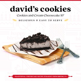 David's Cookies Cookies and Cream Cheesecake 10" - Pre-sliced 14 pcs. Extra Creamy Cheesecake, Fresh Bakery Dessert Great Gift Idea for Women, Men and Kids Cheesecake For Delivery