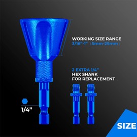 Fonyiunce External Deburring Chamfer Tool, Hex Shank Deburring Tool, Outer Chamfering Screws, Suitable Removable Deburring Metal Tool for Deburring Pipes Threaded Rods (Blue)