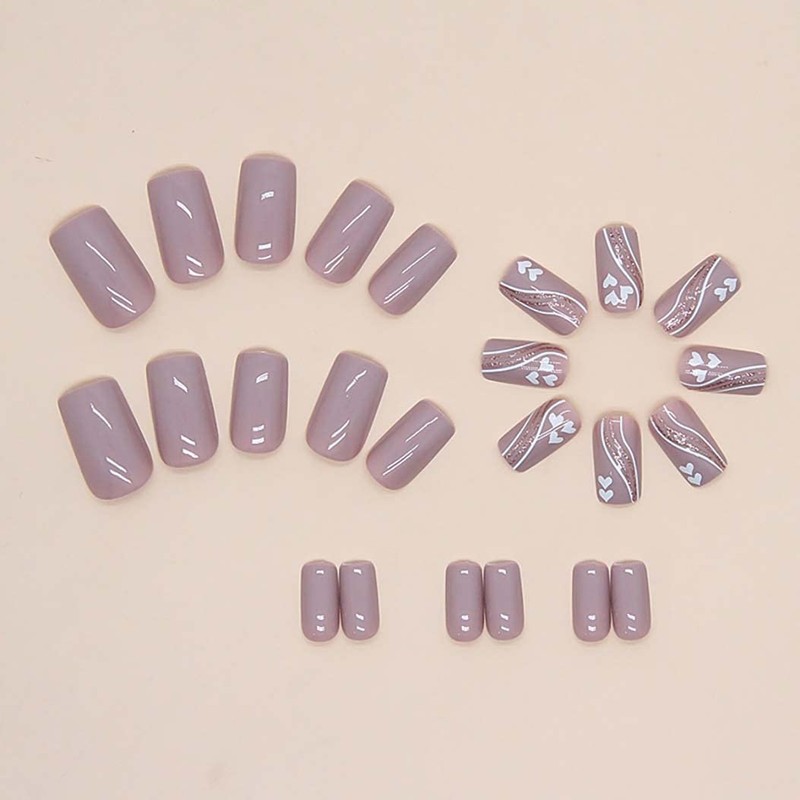 RikView Pink Press on Nails Medium Acrylic Nails Square Fake