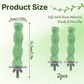 2 Pcs Parrot Perch, Anti-Slip Bird Perches for Cage Resin Bird Beak Grinding Stone Parrot Nail Trimming Perch, Green Grinding Claw Sticks Chew Toy for Parakeet Cockatiel Chinchilla Bird Parrotcage