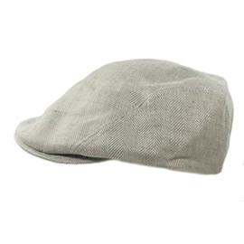 Summer Scally Cap Linen Grey Herringbone Made in Ireland Small