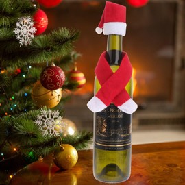 LIOOBO 6 Sets Christmas Hat Scarf Creative Beautiful Bottles Cap Bottle Cover Bottle Cover Kit for Restaurant Dinner Hotel