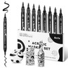 Arrtx Black Acrylic Paint Pens - 8 Pack Brush Tip