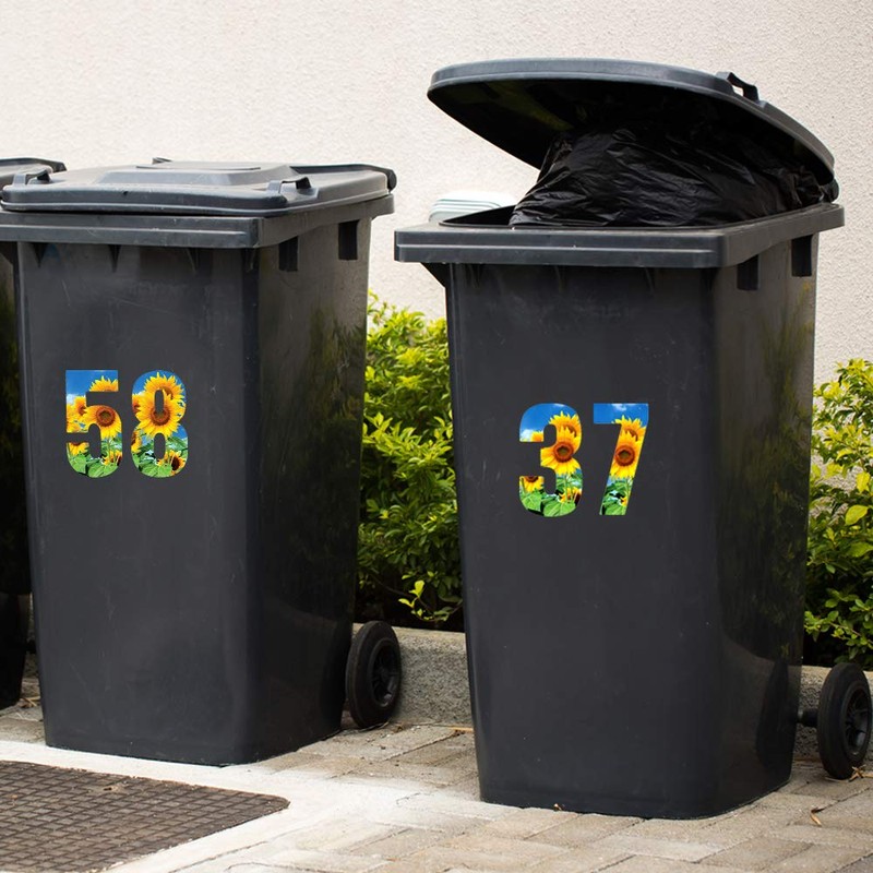 Pack of 3 Sunflower Wheelie Bin Stickers Numbers - 1