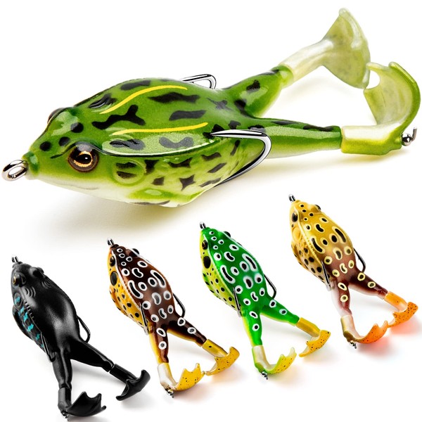 Topwater Frog Lure Bass Trout Fishing Lures Kit Set Realistic