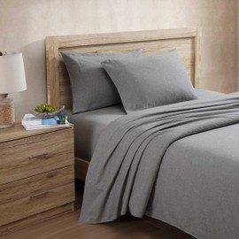 Tommy Bahama - Queen Sheet Set, Twill Weave Bedding with Matching Shams and Deep Pockets, Wrinkle-Resistant Bed Essentials, Oeko-Tex Certified (Paradise Twill Charcoal Grey, Queen)