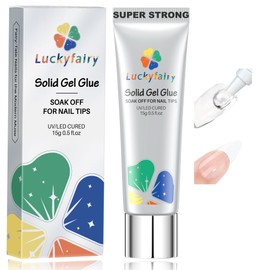 Luckyfairy Nail Glue Gel for Nail Tips, Super Strong Solid Gel Glue U V Cured Needed, 15ml Soak Off Soft Adhesive Bonding for Acrylic Nails, Nails Extension Fake Nails