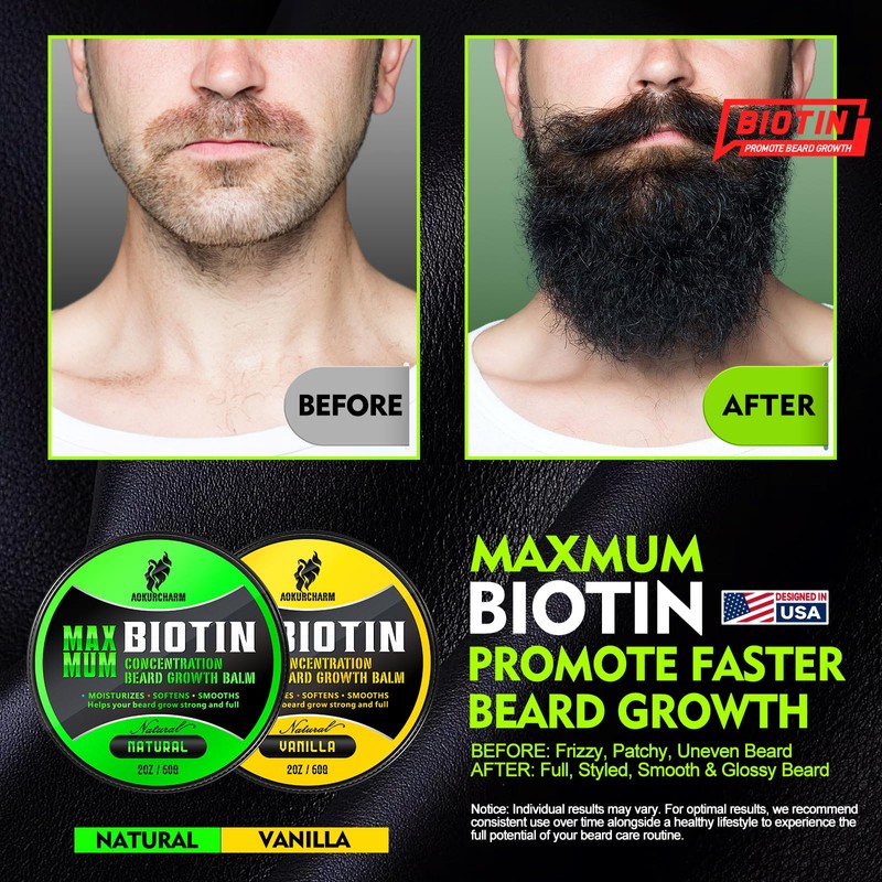 aokur 2 Pack Beard Balm for Men – Vanilla &
