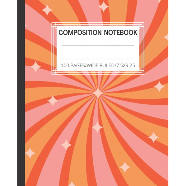 Composition Notebook Wide Ruled: Retro Groovy Pattern Cute Aesthetic Preppy