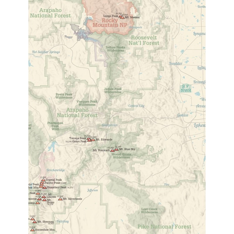 Best Maps Ever Colorado Centennial Peaks Checklist Map 18x24 Tan