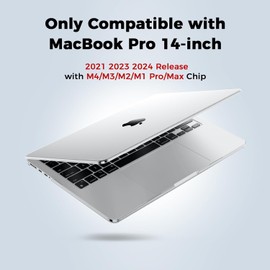 EooCoo Case Compatible for New MacBook Pro 14 inch M4 A3112 A3185 A3401 M3 A2918 A2992 M2 A2779 M1 A2442 Pro/Max Chip with Touch ID, 2024-2021 Release, Plastic Hard Shell, Crystal Clear