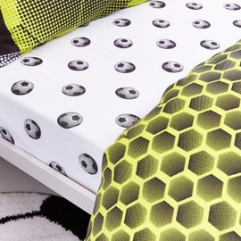 Catherine Lansfield Kids Football Double Fitted Sheet Black/White