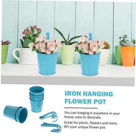 Generic 4pcs Hanging Flowerpot Detachable Hooks Iron Planter Container for Balcony and Garden Decoration Features Drainage Space-Saving Design