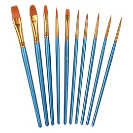 DFsucces Art Brushes Paint Set Brushes Acrylic Brushes Watercolor Brushes Oil Painting Brushes Paint Brushes Round Brushes Flat Brushes Flat Round-tip Brushes Short Hair Brushes 10-piece Set (Blue)