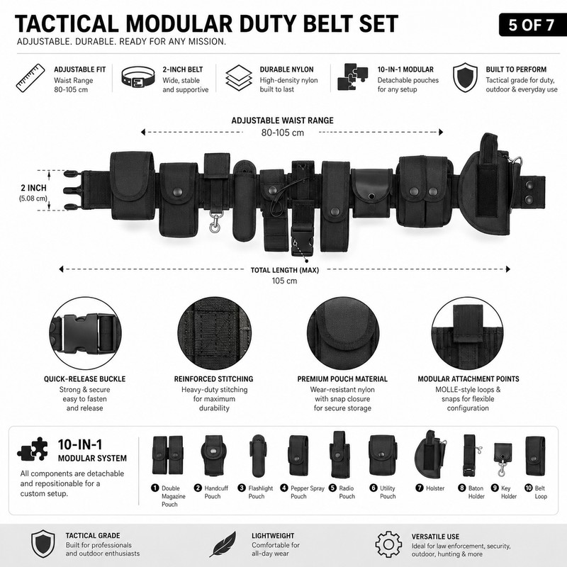 Tactical Duty Belt Set for Gear Organization – Adjustable Nylon
