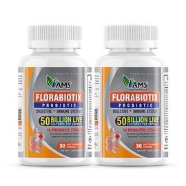 America Medic & Science Florabiotix Probiotic (60 Capsules) | Dietary Supplement for Men and Women| 50 Billion Live Cultures | 10 Probiotic Strains | Supports Digestive and Immune Health (Pack of 2)