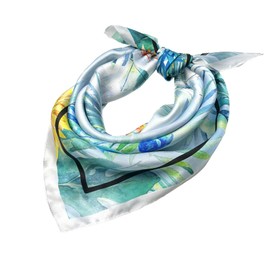 Tolzorai - Bufanda cuadrada de seda de morera 100 % pura, diseño de satén para mujer, pañuelo de moda de 21 x 21 pulgadas, Blue2, 53*53CM