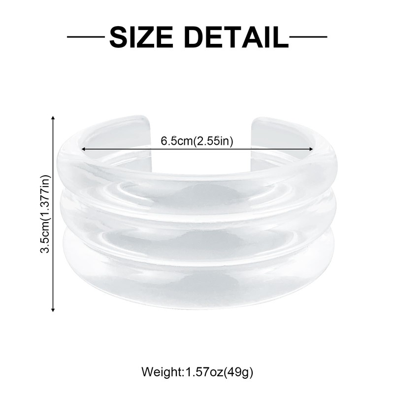 HIIXHC Jelly Resin Cuff Bangle Bracelets for Women Wide Acrylic