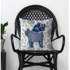 Kelly Stevens-McLaughlan, Happy Blue Foo Dog Chinoiserie on Cream Cushion