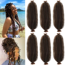 Spring Afro Twist Hair, 12 Inch Springy Marley Twist Braiding Hair Pre-Separated 6 Packs Spring Twist Afro Kinkys Bulk Hair for Soft Locs Crochet Hair Extensions for Black Women (T30, 12inch)