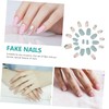 PACKOVE Milk Green Press On Fake Nails 24Pcs Round Tip