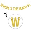 Gold Glitter Where's the Beach Banner, Summer Hawaiian Vacation Holiday