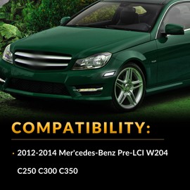 DERMOKA LED Side Marker Lights for 2012-2014 M'ercedes-Benz Pre-LCI W204 C-Class C250 C300 C350 Front Side Fender Lamps, Smoked Len 2PCS (White)