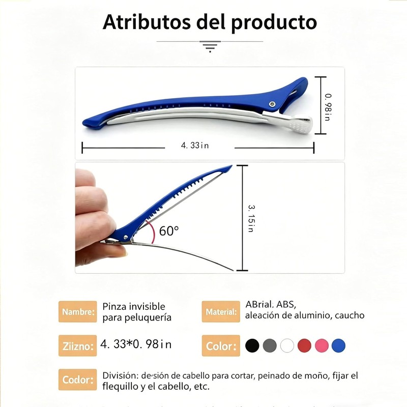 Set de 6 Piezas Pinzas para Cabello,Clips de Pico para
