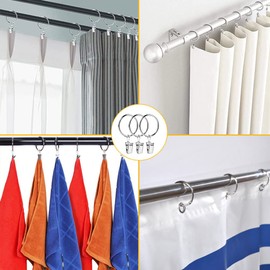 Pack of 30 Curtain Rings Curtain Rings 50 mm Curtain Clips Curtain Rings with Clips Curtain Clip Metal Curtain Rings Silver for Curtain Rod and Shower Curtain Hanging Ring